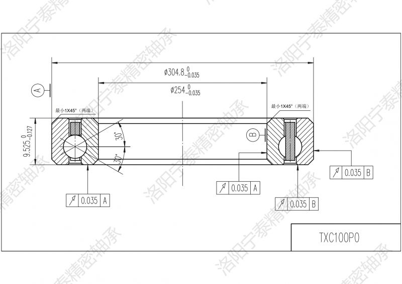 等截面薄壁四點(diǎn)接觸球軸承TXC100