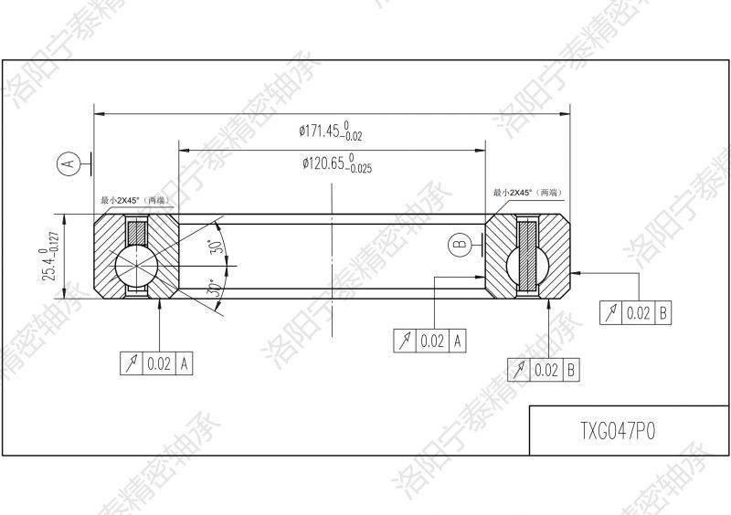 等截面薄壁四點接觸球軸承TXG047