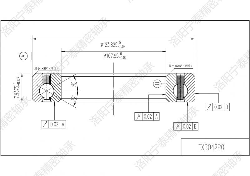 等截面薄壁四點接觸球軸承TXB042