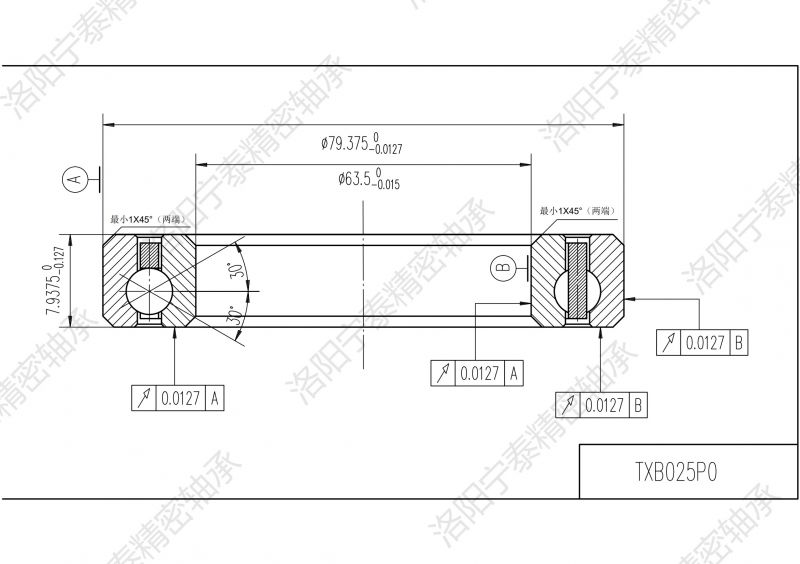 等截面薄壁四點接觸球軸承TXB025