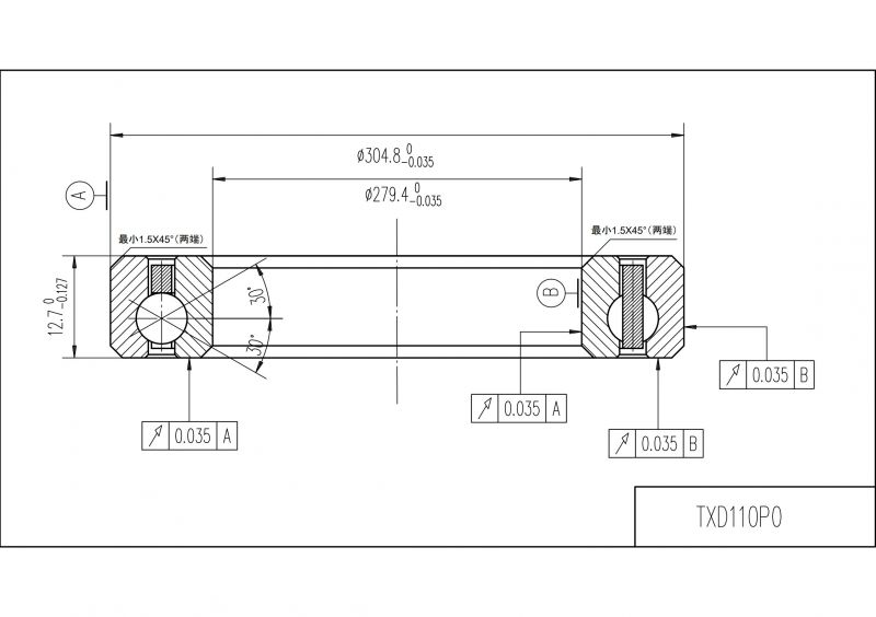 等截面薄壁四點(diǎn)接觸球軸承TXD110